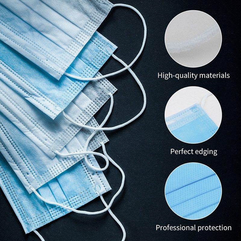 Anti Virus Disposable 3 Ply Face Mask Skin Friendly With Elastic Ear Loop