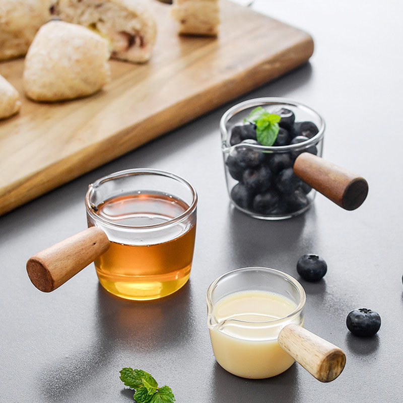 Home Cooking Delicate Wooden Handle Glass Measuring Spoon