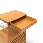 Bamboo Wooden Shoe Rack Cabinet No Wall Mount Non - Flammable With Wheels