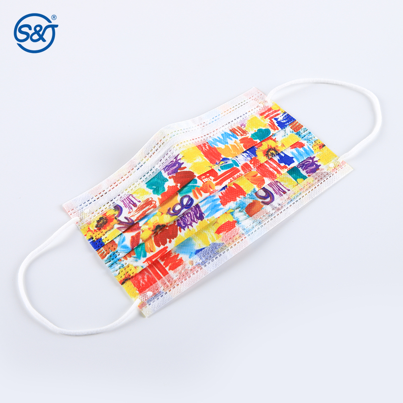 S&J OEM Medical grade Face Mask Ear-loop Custom logo print Face Mask Factory Price Disposable cute fashionable printed face mask