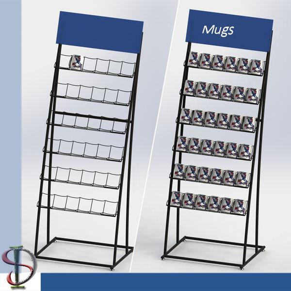 Buy cheap Ceramic Mug display stand / Mult-tiers wire shelf display rack / metal one side floor stand / POP display stand from wholesalers