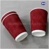 Buy cheap 12oz Red Disposable LOGO Printed Ripple Wall paper Cups Personalised Paper Coffee Cups Bulk Disposable Coffee Cups from wholesalers