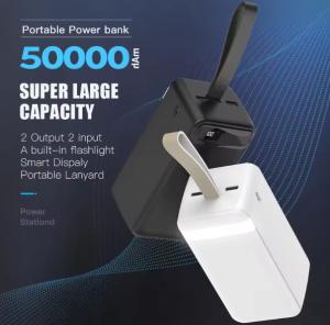 China Large Capacity Power Bank 50000mah PD and Mobile Fast Charger Power Bank Led Display with Emergency Light on sale