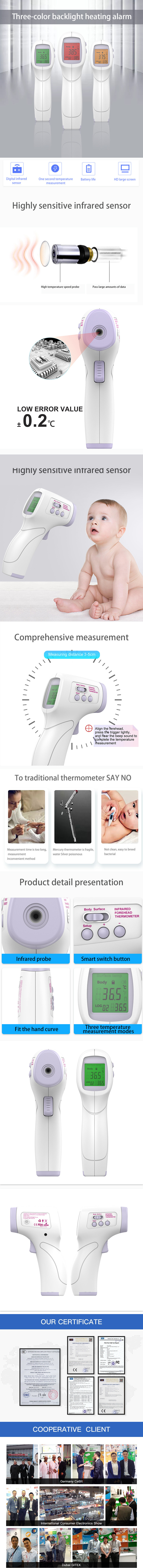 Non-Contact Thermometer Digital Laser Infrared Thermometer Lcd Digital Display 20 Sets
