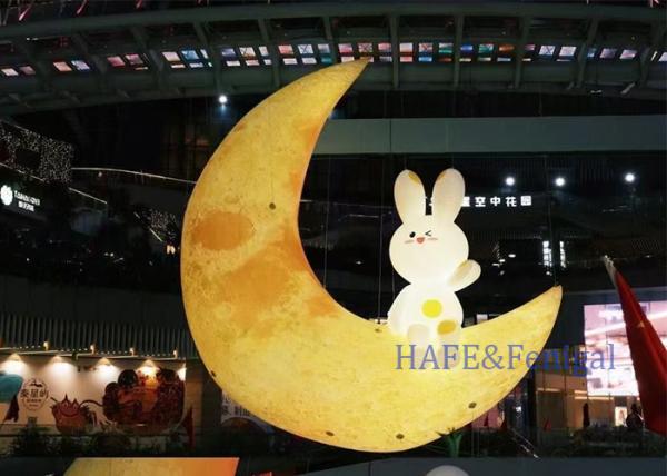 Buy cheap 3m Moon Rabbit Shopping Mall Festival Decoration Atmosphere Inflatable Advertising Balloon Light from wholesalers