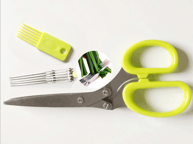 Multi-functional Kitchen Scallion Scissors cutting herb 5 Layers of blade quick work