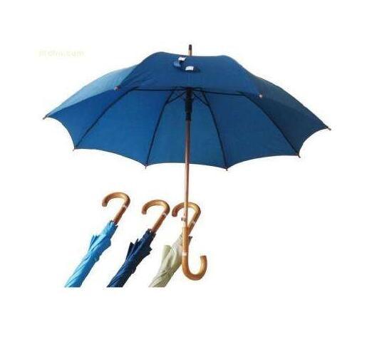 Buy cheap Hook Handle Navy Blue Umbrella Wooden Handle Metal Frame With Fibreglass Ribs from wholesalers