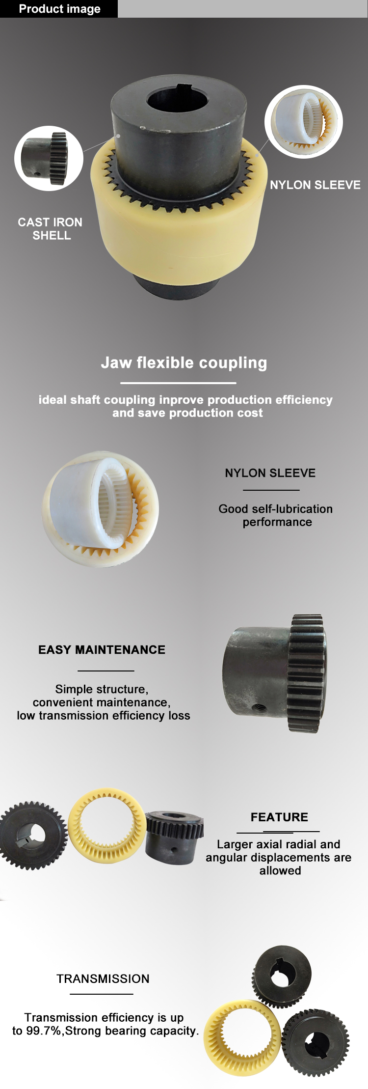 Flanged PU Planetary Flexible Gear Coupling Curved Tooth Nylon Sleeve TGL2 M19