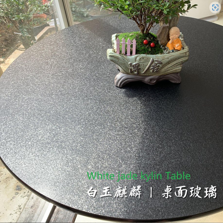 Tempered Acid Etched Glass White Jade Kylin For Table Furniture Interior Partitions