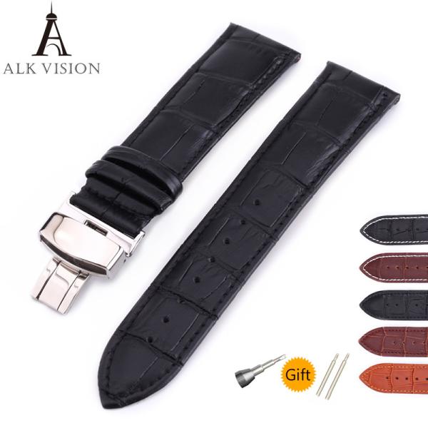 Buy cheap ALK Leather Watch Band Bracelet Strap Butterfly Deployant Clasp Buckle Watchband Accessories 14 16mm 18mm 19mm 20mm 21mm from wholesalers