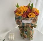Printed Gift Sunflower Wrapping Paper Floral Bouquet Personalised Wrapping Paper