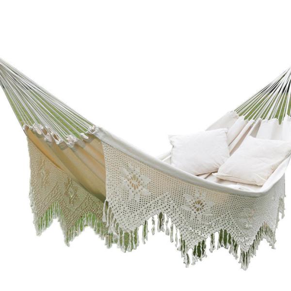 Buy cheap Cotton Woven Balcony 2 Person Nylon Hammock Weave Patio Chair With Crochet Fringe from wholesalers