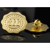 Buy cheap Zinc alloy stereoscopic frosted polish badge custom gold color metal hollow out logo words brooch pin from wholesalers