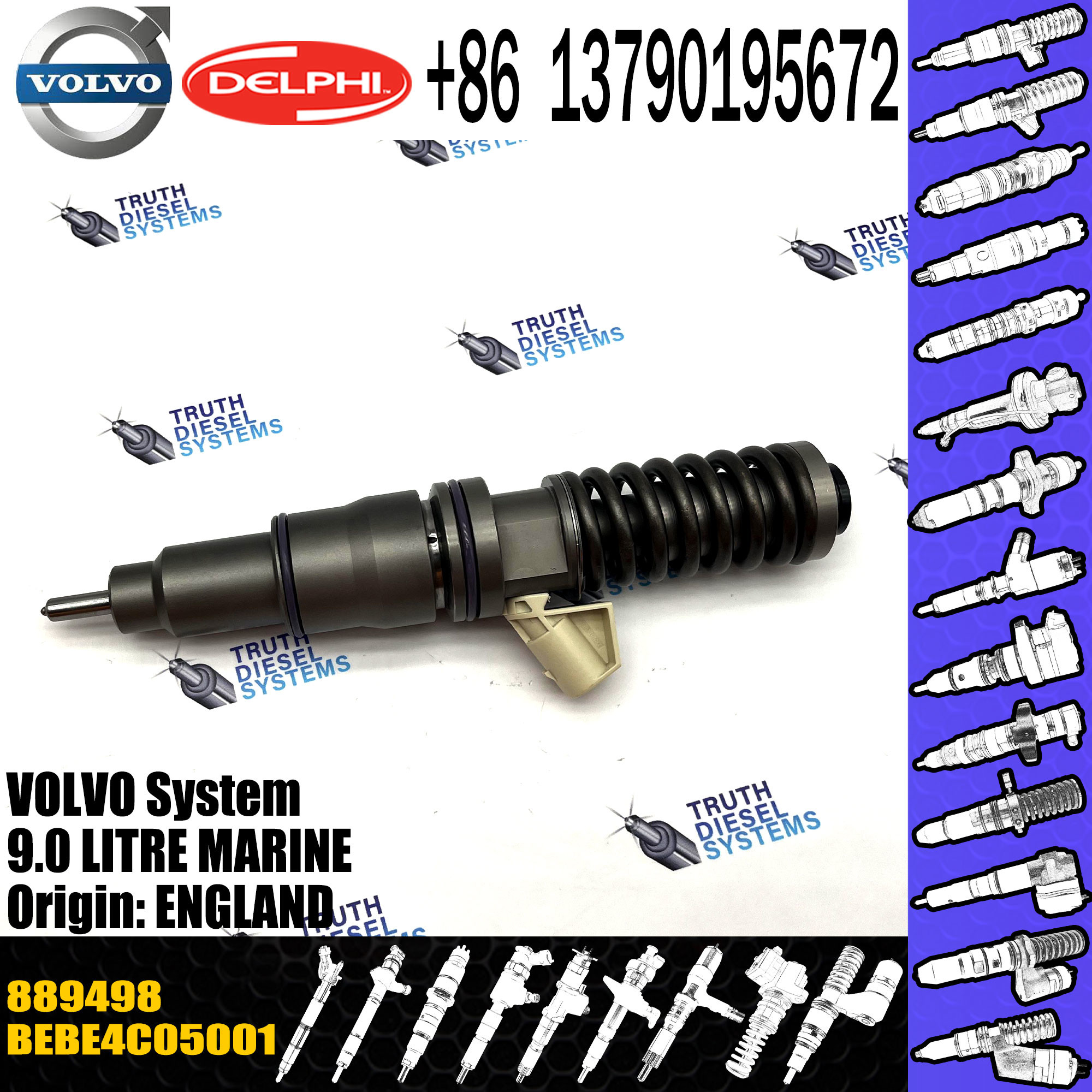High Quality Diesel Fuel Injector 889498 0889498 BEBE4C05001 For 9.0 LITRE MARINE