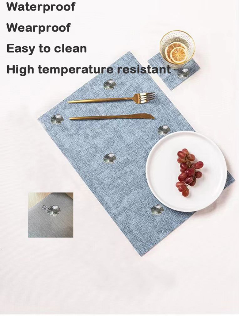 Waterproof Heat Resistant PVC Placemats for Kitchen Table in White Black Brown Silver