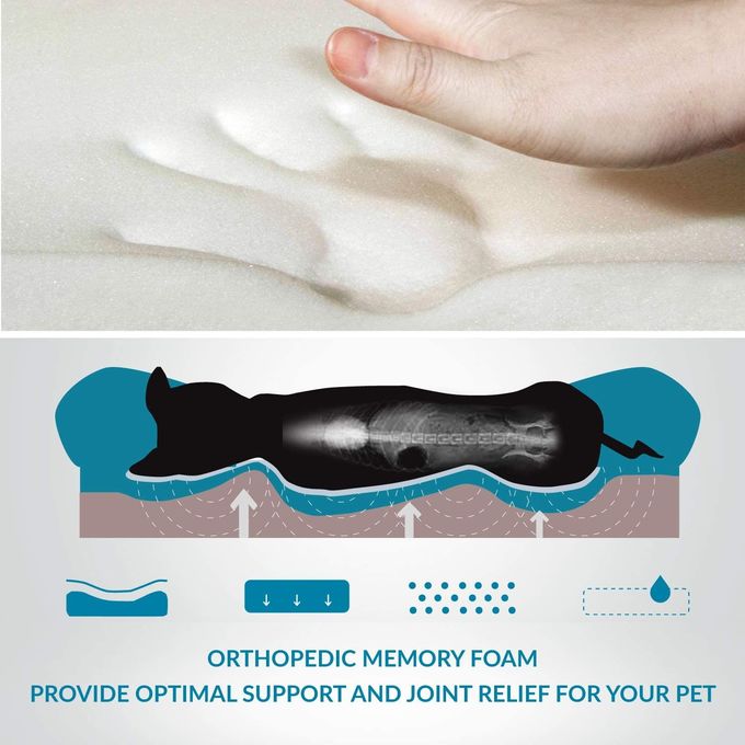 SGS Memory Foam Dog Bed With Removable Washable Cover Polyester