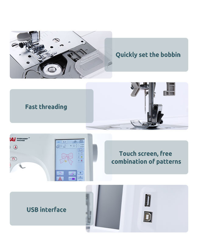 BAI Home Automatic Embroidery Machine CE Computerized 650rpm