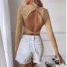 Buy cheap Low Moq Clothing Manufacturer Women'S Sexy Backless Cropped Slim Fit Knit Long Sleeve Top from wholesalers