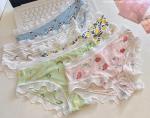 Silk Womens Underwears Teens Cute Fruits Print Elastic Ice Lace Panties