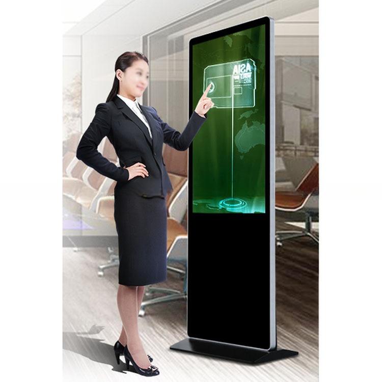Ground standing 4K UHD 49" 50" inch LCD All-In-One capacitive touchscreen PC kiosk CAPT touch monitor with Android or Win10 PC