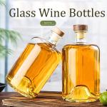 375ml Capacity Glass Bottle with Wooden Cap and Transparent Design