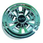 Silver Ss 8 Inch Wheel Covers , Black Golf Trolley Wheel Covers Chrome Finishing