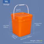 5 Gallon Polypropylene Transparent Plastic Bucket For Food Drinks Storage