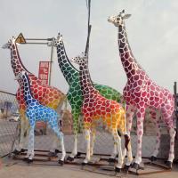 Buy cheap Urban Metal Giraffe Garden Animal Sculptures Decorative FRP Customized product