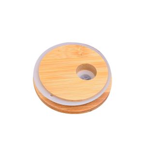Buy cheap Silicon Ring Bamboo Airtight Lids Mouth Wide Mason Jar Glass Beer Can With Straw Hole from wholesalers