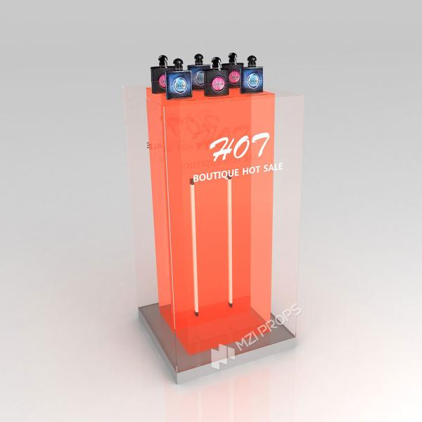 Buy cheap GDR05-JC05 Makeup Display Rack with 3mm Orange Semi-Transparent Acrylic Assembled Box for Fashion Boutique from wholesalers