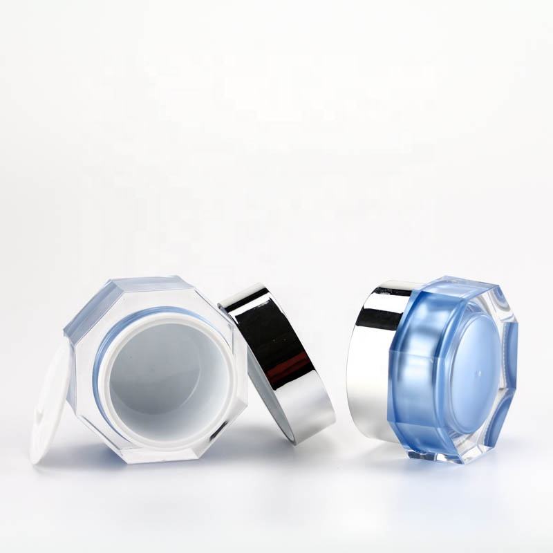 Octagon Shape Acrylic Jar 50g For Skin Care Empty Clear Cream Cosmetic Container