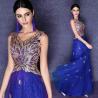 Buy cheap Deep V Neck Royal Blue Gold Embroidery Evening Dresses Annual Meeting Host Dress TSJY033 from wholesalers