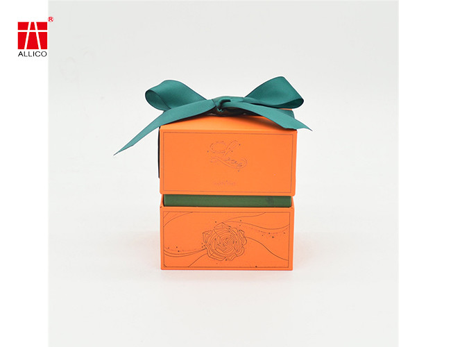 Paper Gold Foil Box Packaging Rigid Lid And Base Bottom Gift Packaging Box With Ribbon