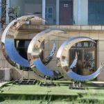 Abstract Mirror Moon Stainless Steel Sculpture Light Modern Home Design