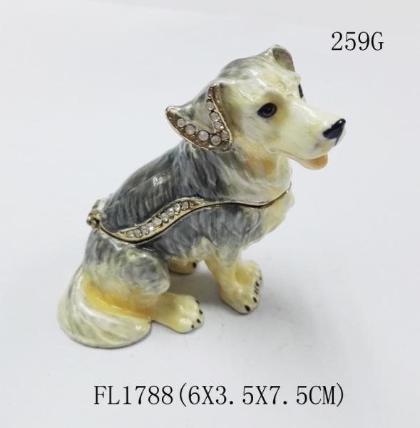 Buy cheap Dog alloy jewelry box decorative metal keepsake box fashion trinket box home decorative from wholesalers