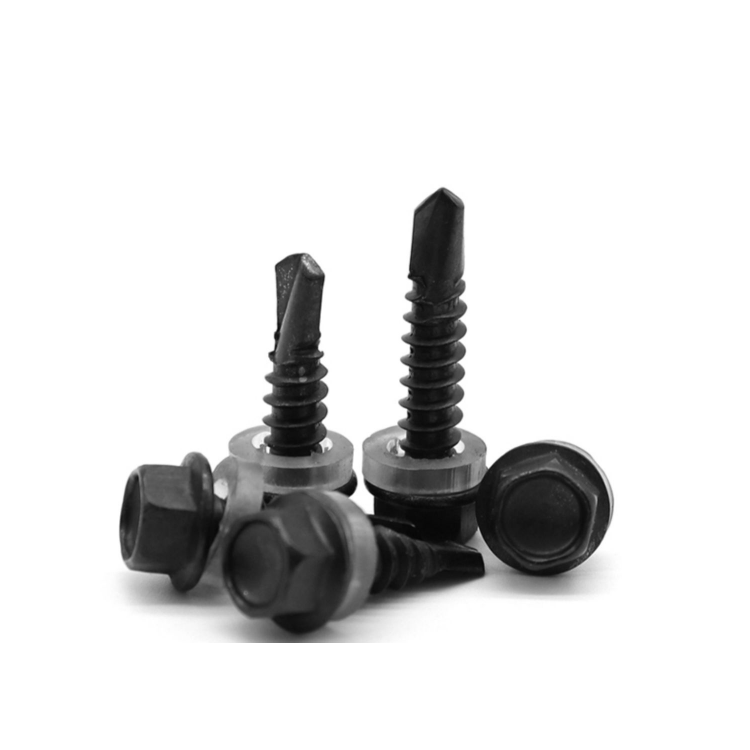 Metric Black Oxide Finish Roofing Tek Screws with ISO Standard and Carbon Steel Material