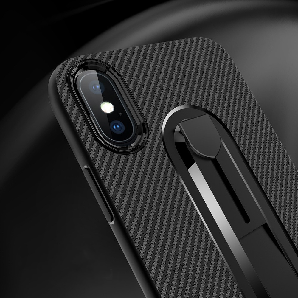 Color Red Carbon Fiber Invisible Kickstand TPU Case Back Cover For IphoneXS IphoneXR IphoneXS MAX Iphone8 Iphone7 Plus