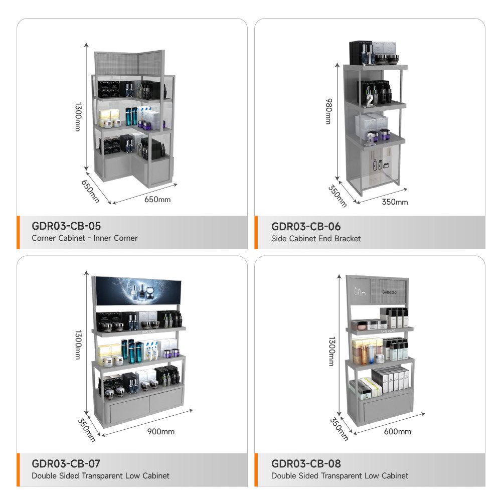 Display Counter Grey Wooden Boutique Edge Cabinet With Light Box For Trendy Shop Display Furniture And Branded Shop Shelf