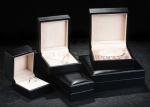 Portable Leather Travel Jewelry Case , Brown PU Leather Square Earring Jewelry