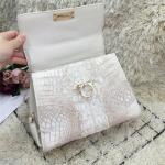 Authentic Crocodile Skin Lady White Purse Genuine Alligator Leather Women Single