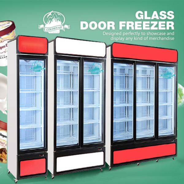 Buy cheap Upright Commercial 2 Glass Door Refrigerator Freezer Showcase For Supermarket Chain Store from wholesalers