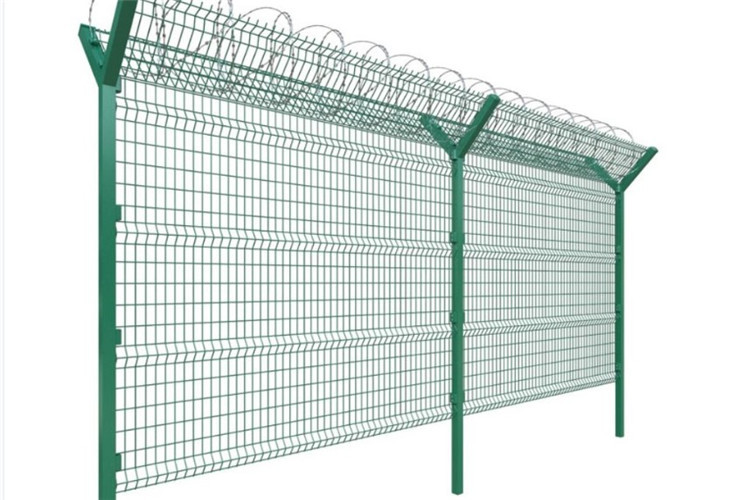 Fence Post Welded Mesh Airport Security Wire Mesh Fence With Razor Wire