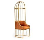 Leisure Golden Stainless Steel frame Cage Arm Chair King Throne chair