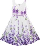 Kid Girls Dress Rose Flower Double Bow Tie Party Sundress Summer Children'S