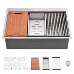 Brushed Stainless Single Bowl Workstation Kitchen Sink Drop In Kitchen Handmade