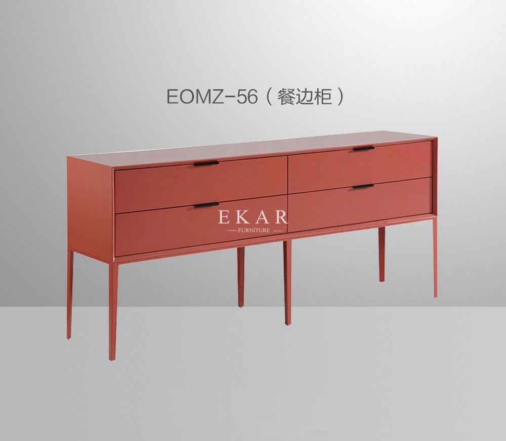 Modern Red Color Buffet Cabinet Sideboard With 4 Drawers