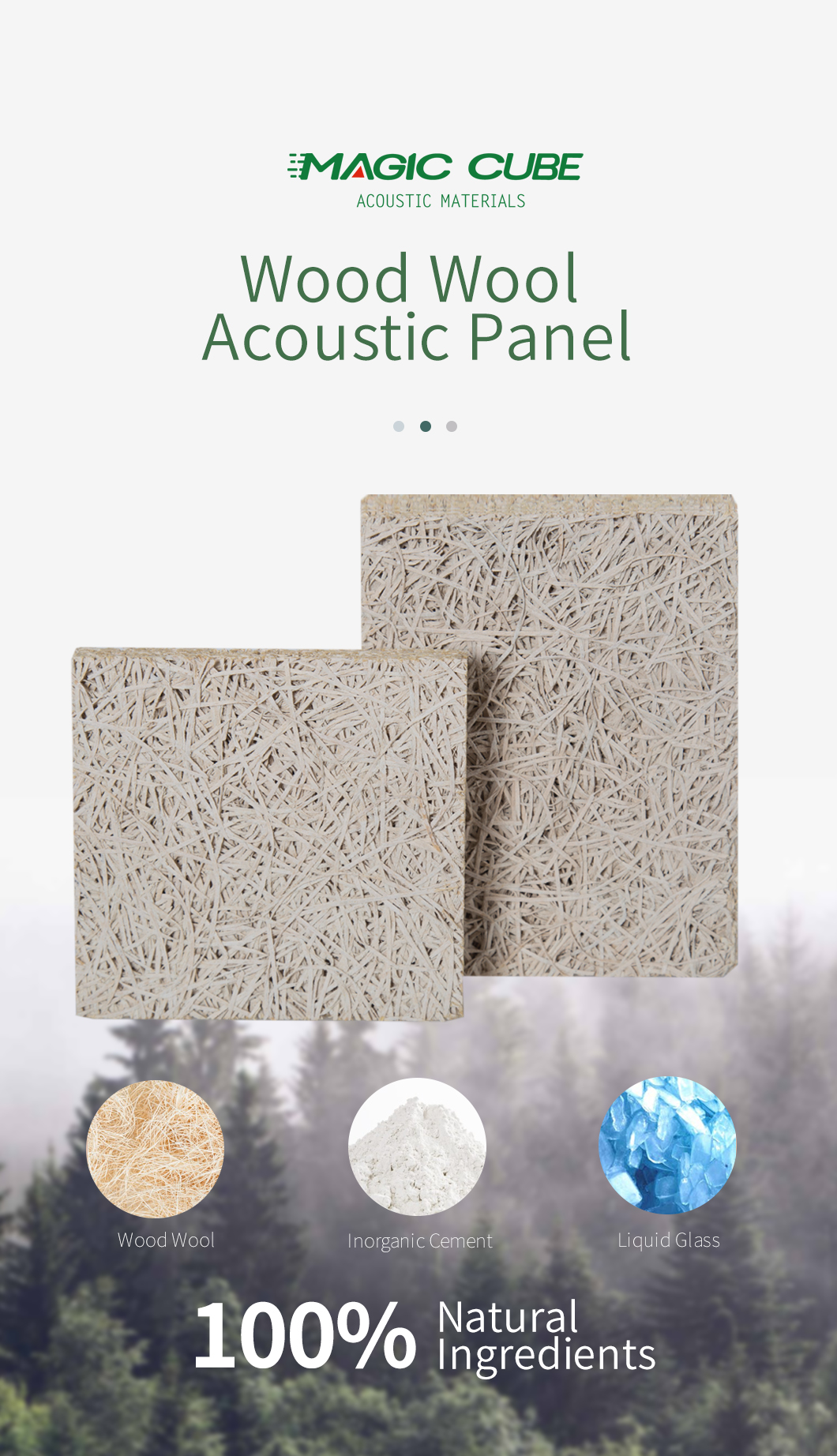 600*2400mm Indoor Decorative Acoustic Panel Ceiling Board with Density of 600-630kg/M3