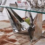 Height 18inch Glass Top Center Table Modern Stainless Steel Coffee Table