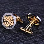 Circular Hollow Mens Diamond Cufflinks Disc Gear Pattern 16mm Size