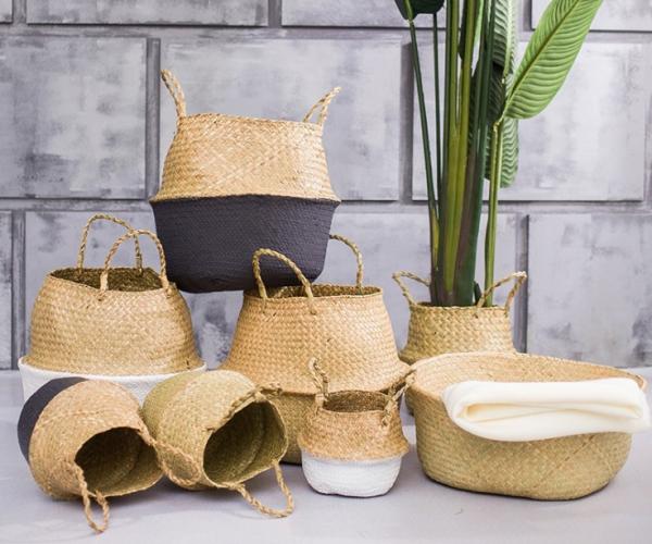 Buy cheap Handicraft Natural Seagrass Storage Basket With Handle ECO Friendly Kids Toy Clothes Baskets Storage Home Decoractions from wholesalers